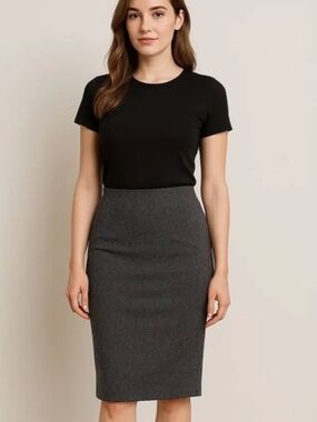 PHILOSOPHY  DARK GREY KNIT PENCIL SKIRT SIZE 14